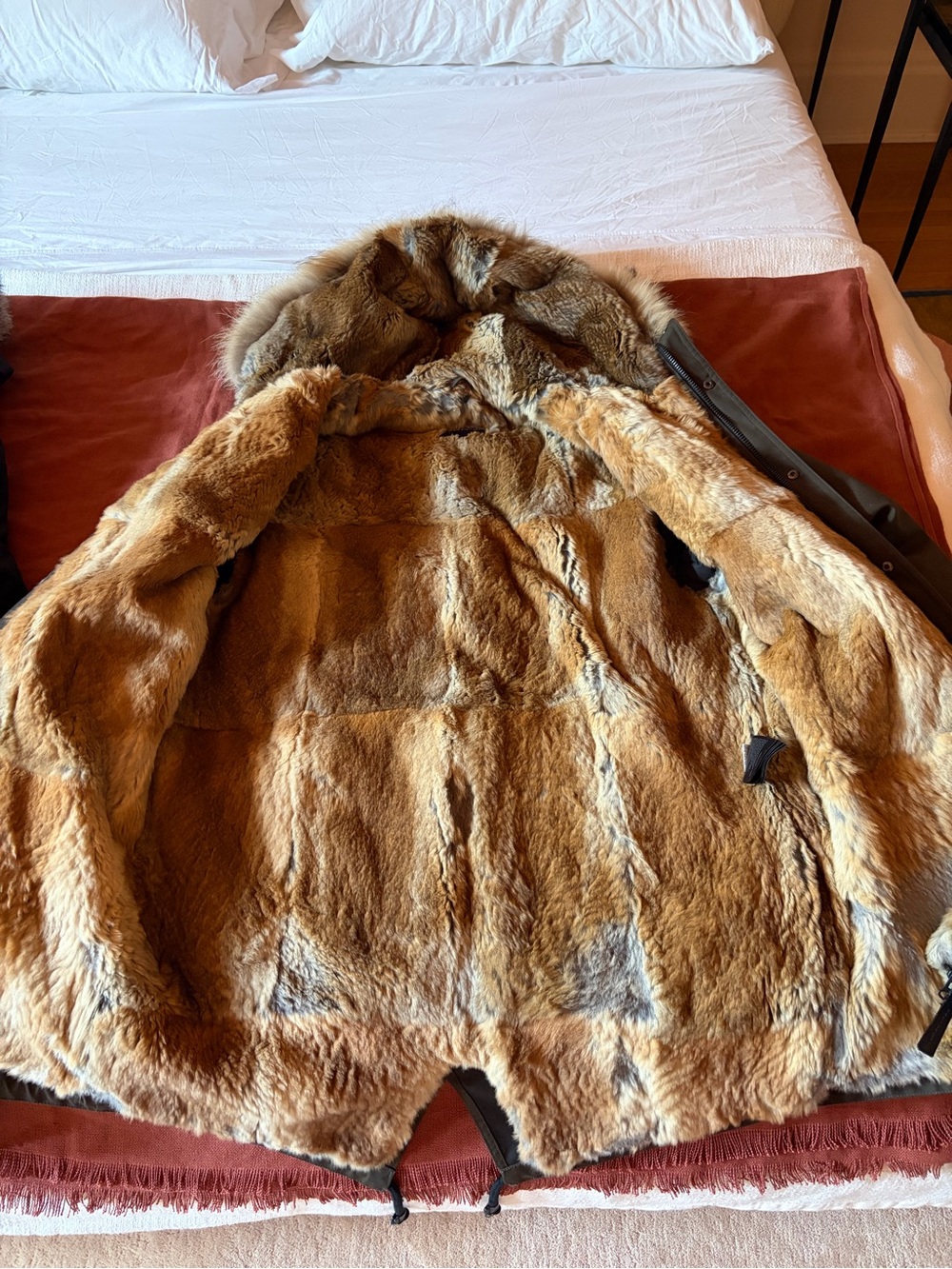 Mackage Olive Green Parka with Fur-Trim Hood - Picture 2 of 4